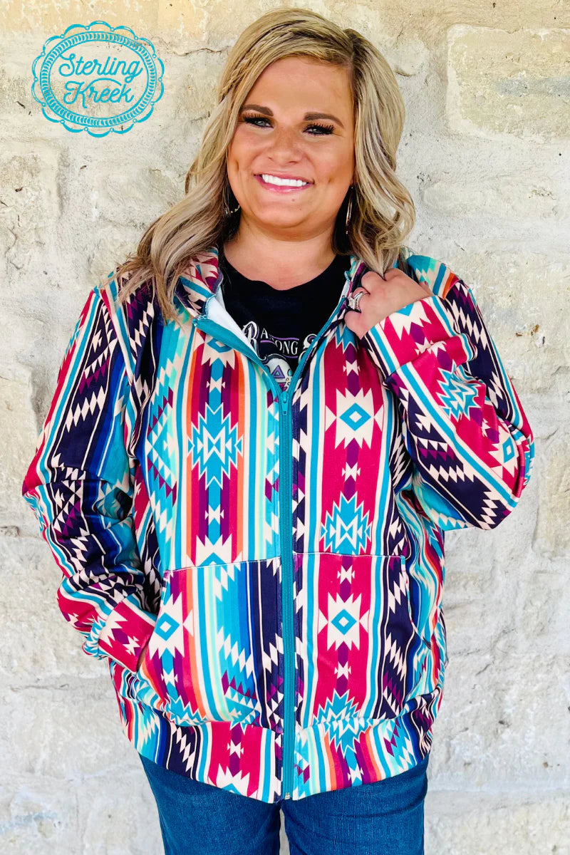 Indians Tribal Native Navajo American Aztec Print Women Zip Up Hoodies