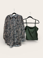 Load image into Gallery viewer, Mesh Camo Snap Long Sleeve Shirt with Camisole

