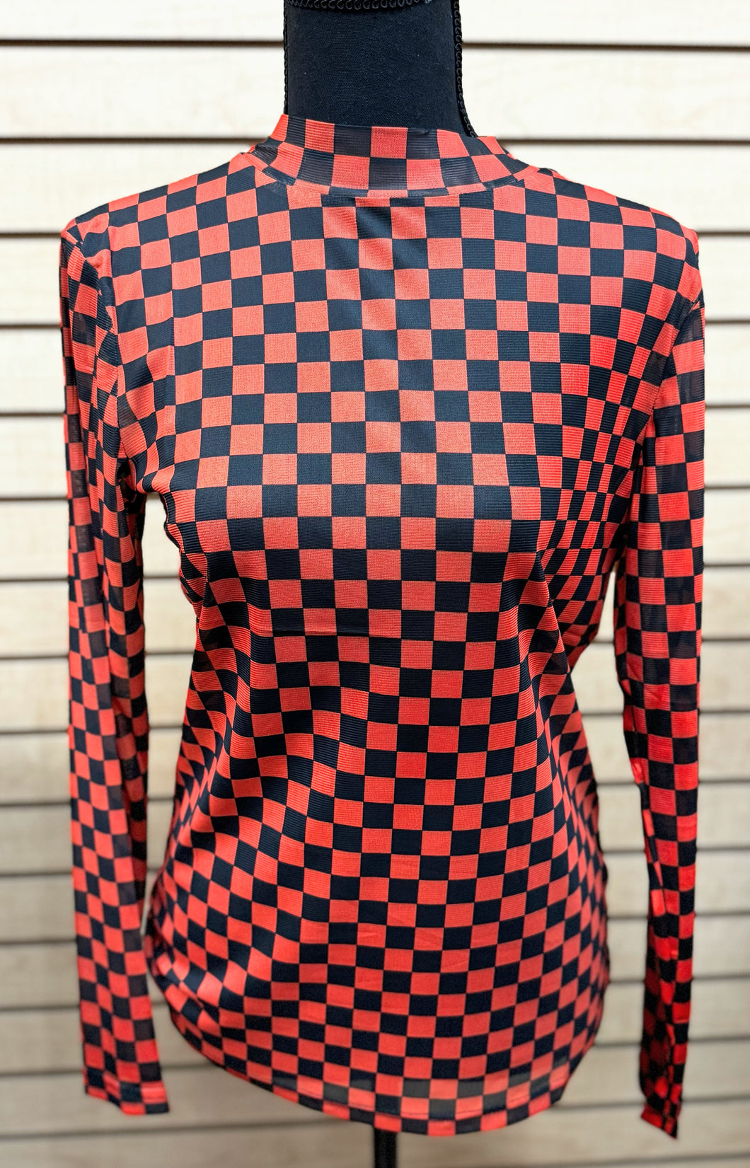 Black & Orange Long Sleeve Mesh Top