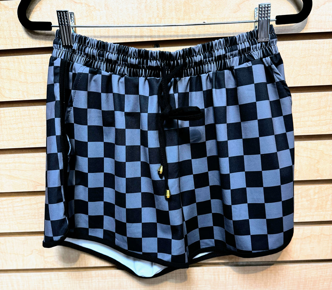 Black & Gray Checkered Shorts