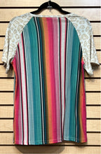 Load image into Gallery viewer, Multi-Color Striped Crazy Train Brand Shirt
