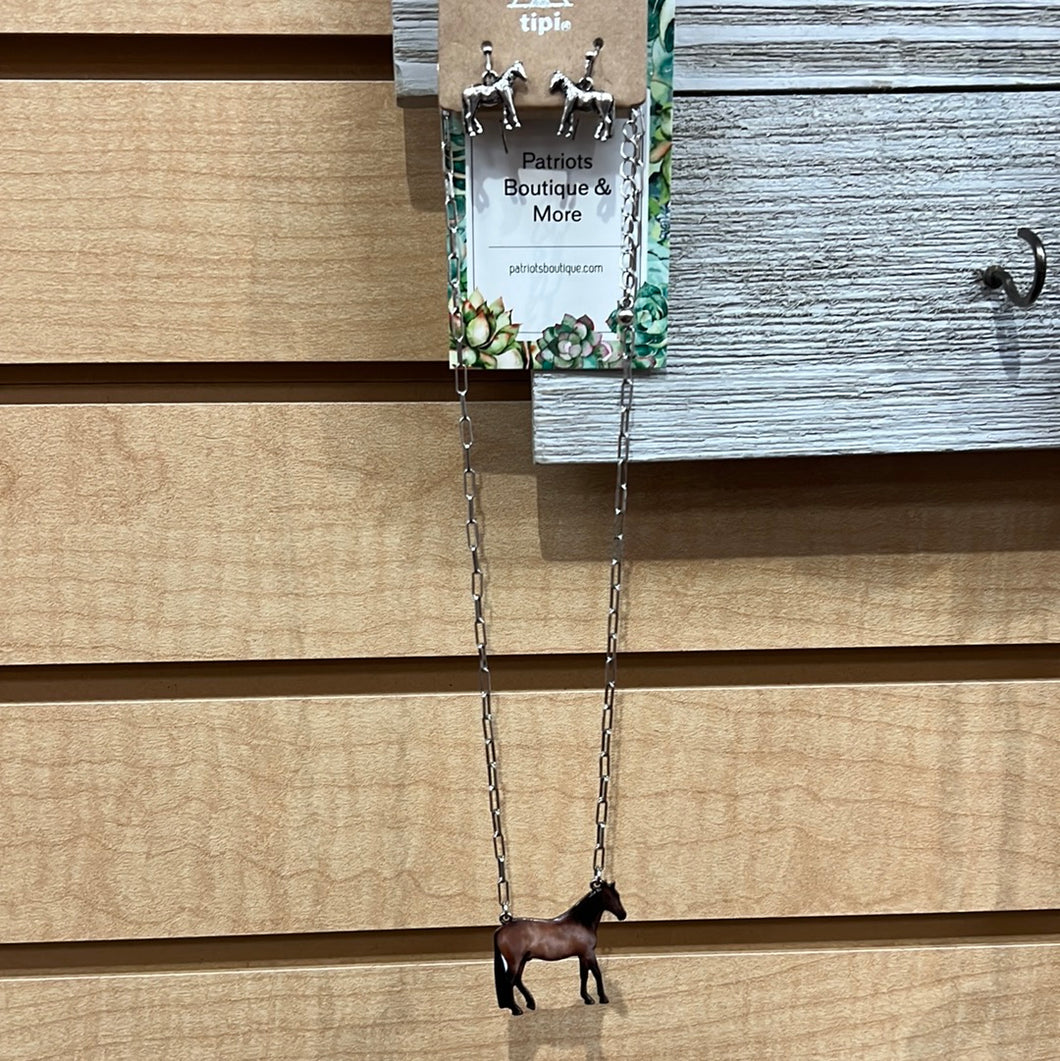 Horse Necklace with earrings