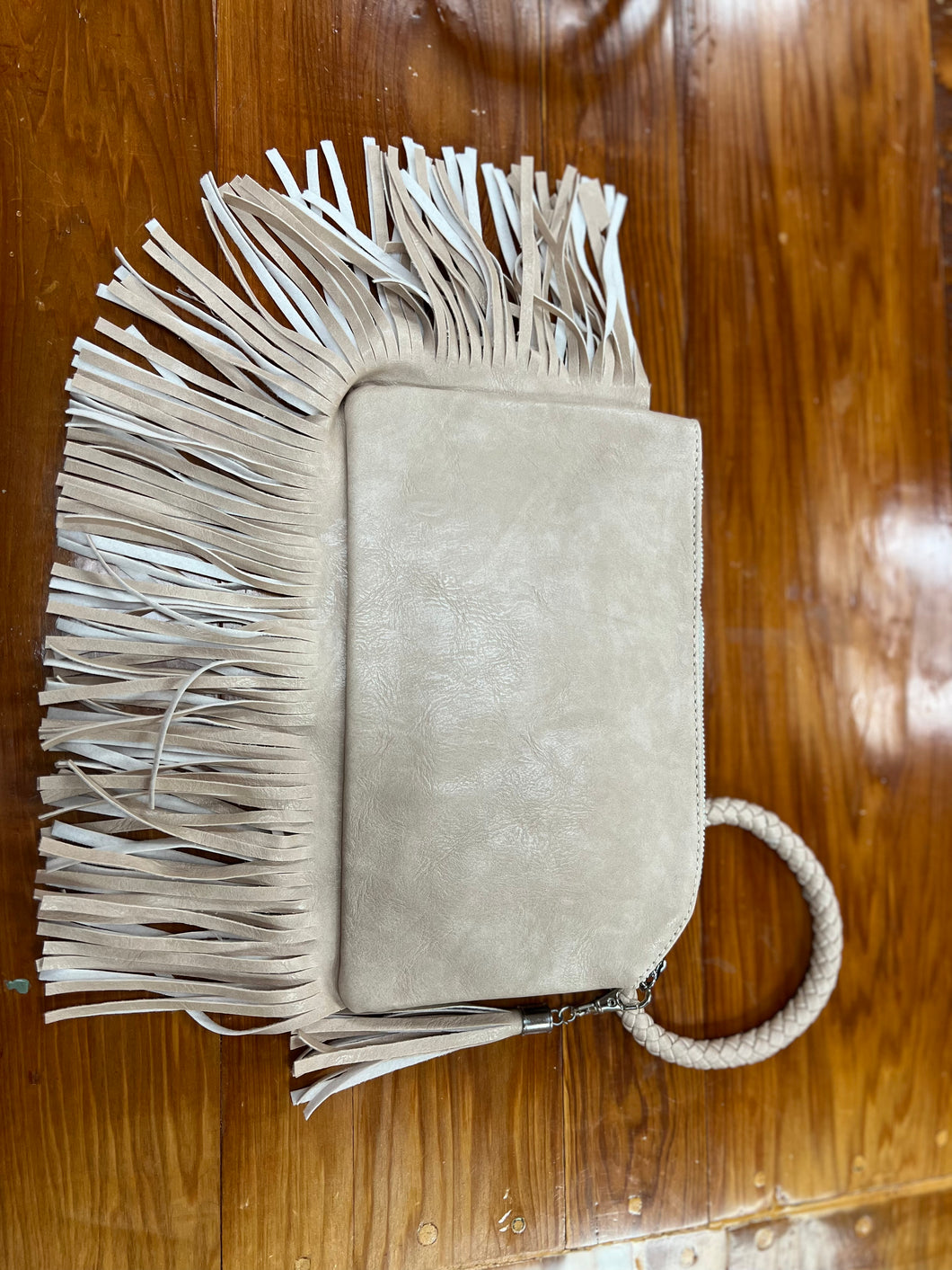 Fringe Clutch-cream